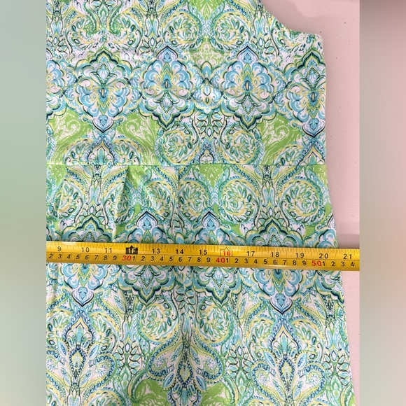 J. Jill Women’s Paisley Midi Dress Size LP Green Blue Sleeveless Stretch - Picture 12 of 13